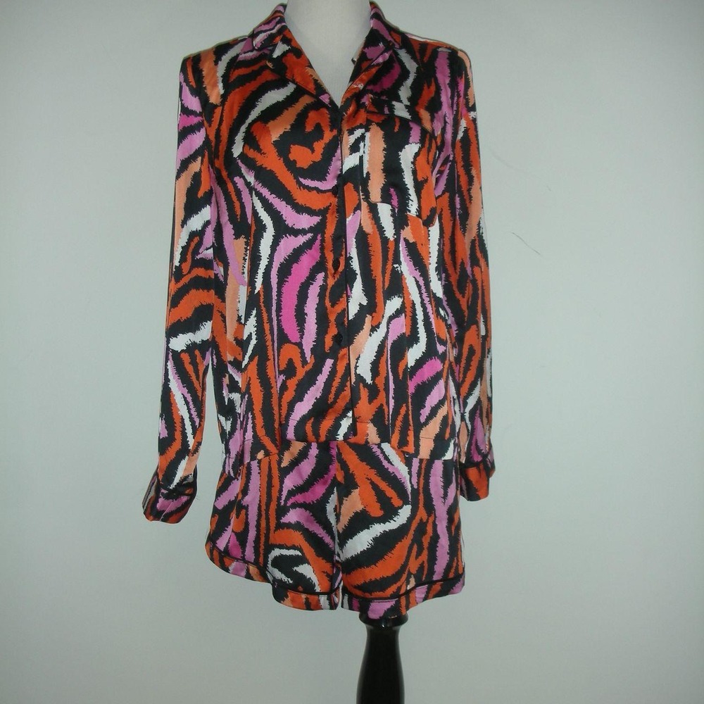 Diane von Furstenberg for Target Tiger Stripe Pajama Set M Pink Orange